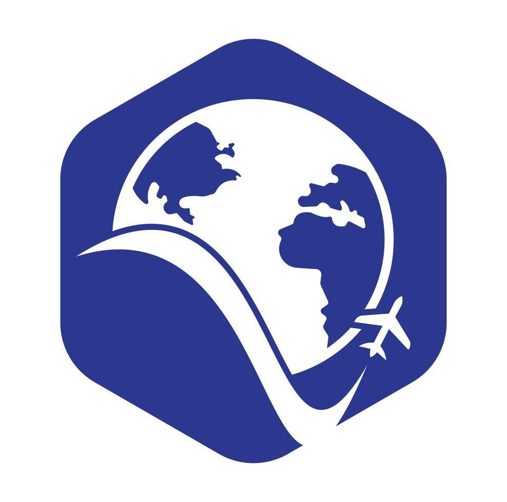 mundo viagem logotipo Projeto ícone vetor. avião e mundo símbolo ou ícone. vetor