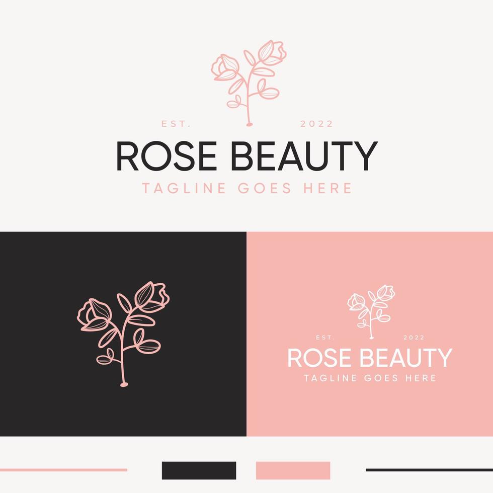 mínimo Rosa rosa logotipo Projeto modelo, rosa logotipo, Rosa rosa, vermelho rosa vetor