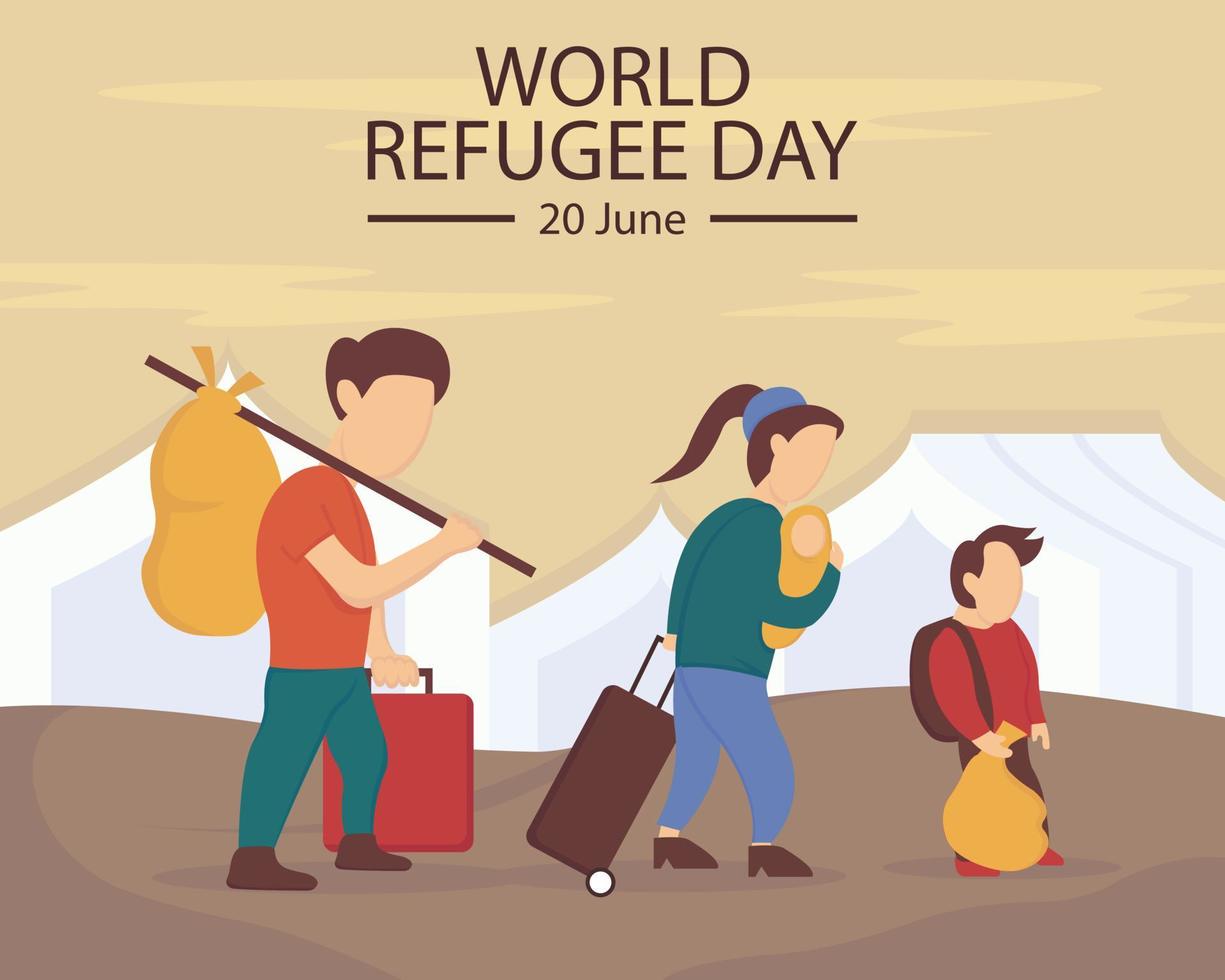 ilustração vetor gráfico do a família fugiu para a acampamento, perfeito para internacional dia, mundo refugiado dia, comemoro, cumprimento cartão, etc.