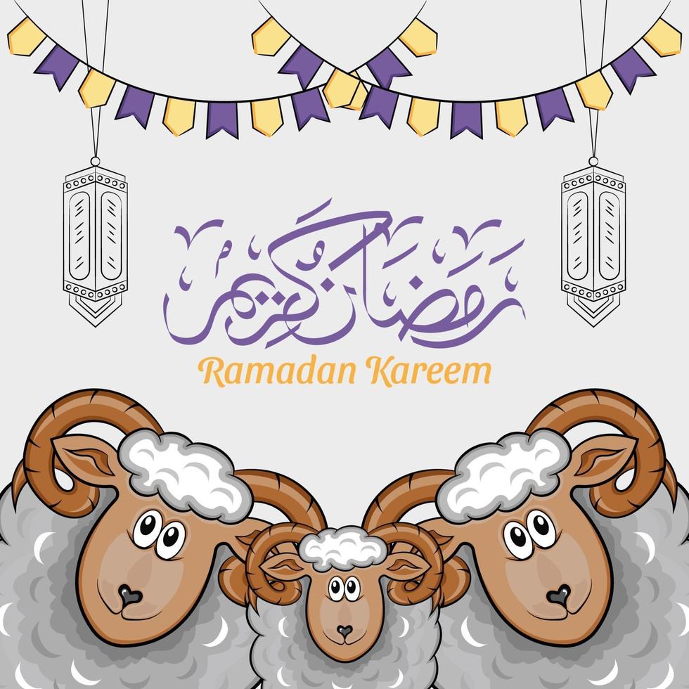 ilustração desenhada à mão de ramadan kareem ou eid al fitr dias saudação vetor