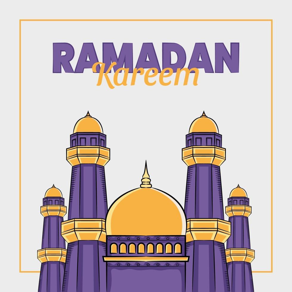 ilustração desenhada à mão de ramadan kareem ou eid al fitr dias saudação vetor