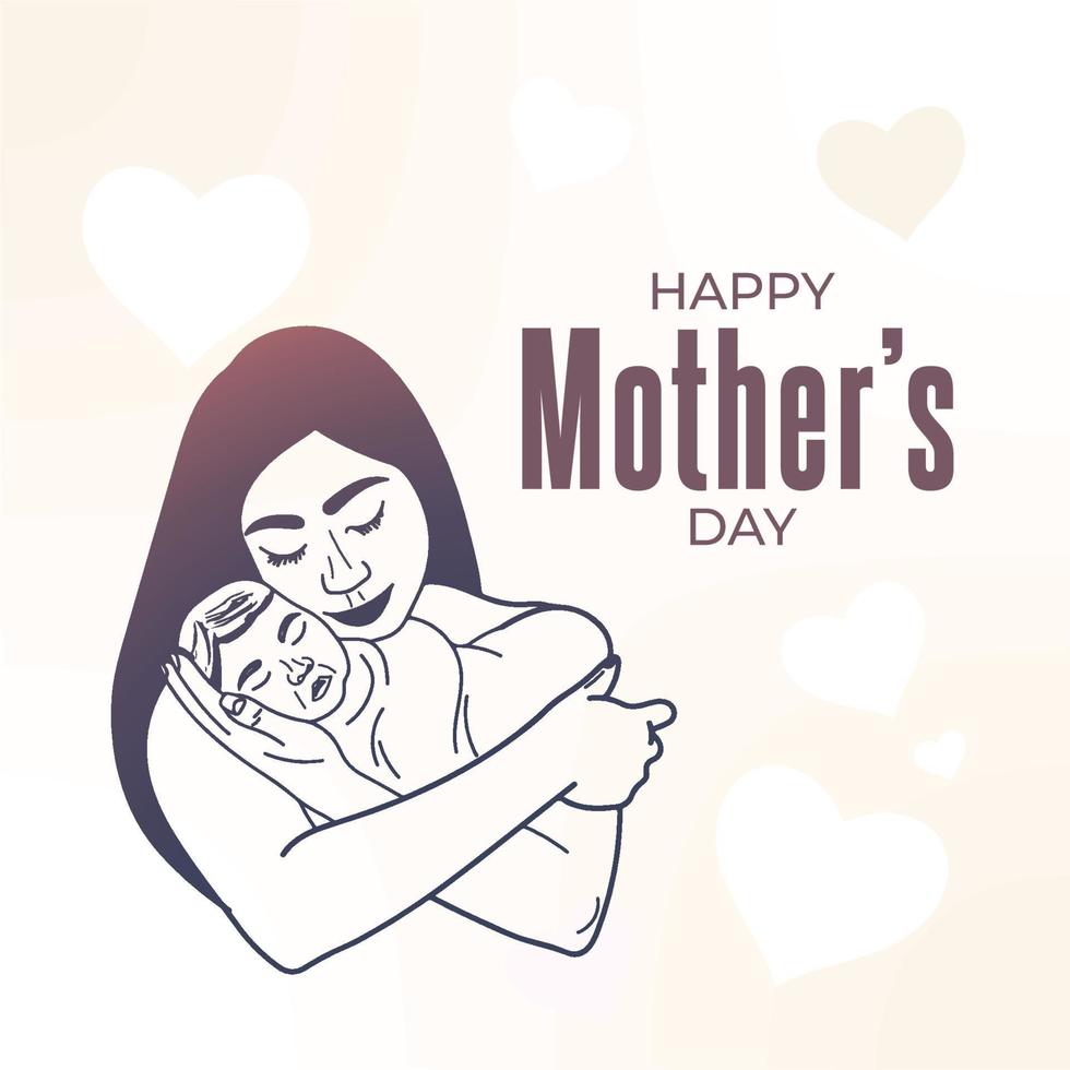 feliz mães dia ilustração com mãe e criança amor cartão vetor
