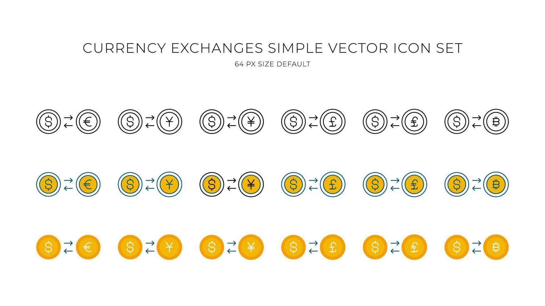 moeda troca simples vetor ícone conjunto