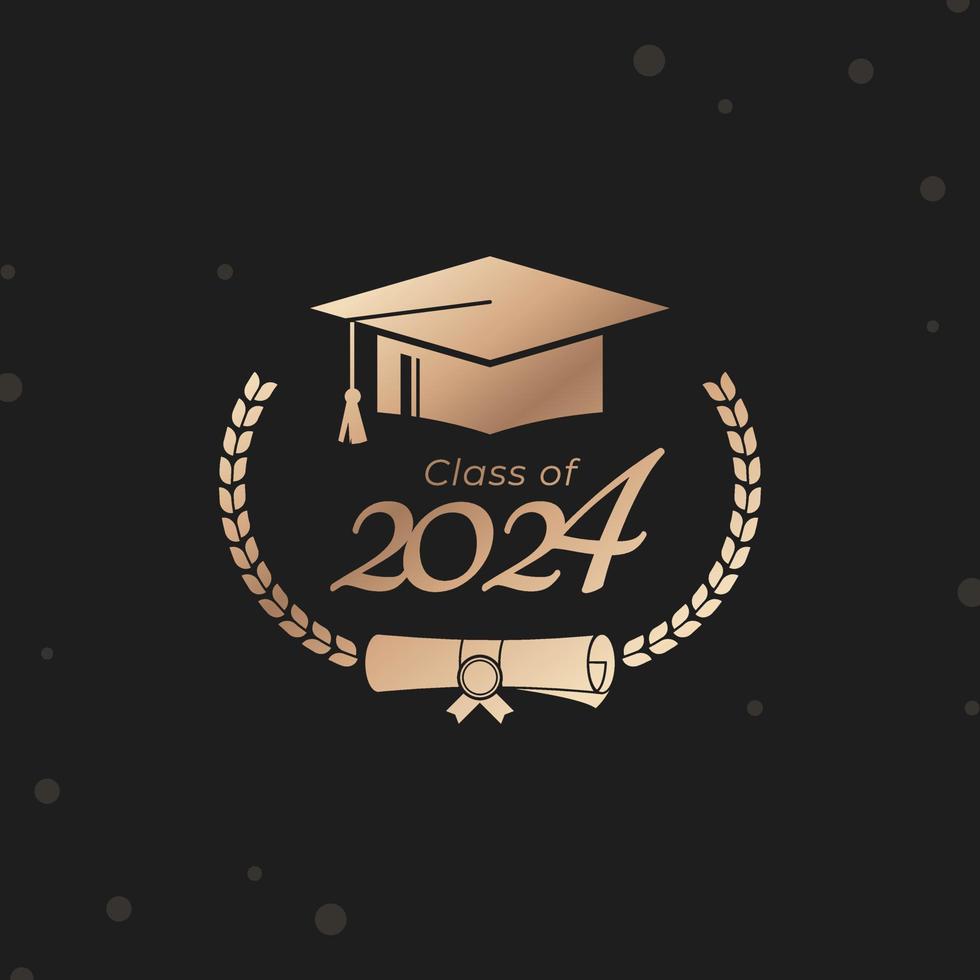 classe do 2024 ano graduação do decorar parabéns com louro guirlanda para escola graduados vetor