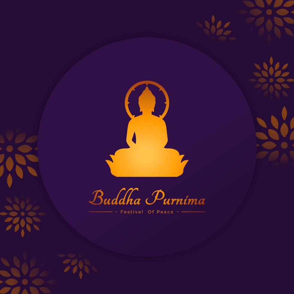 feliz Buda purnima ou vesak dia budista festival para bandeira, poster, folheto e fundo vetor