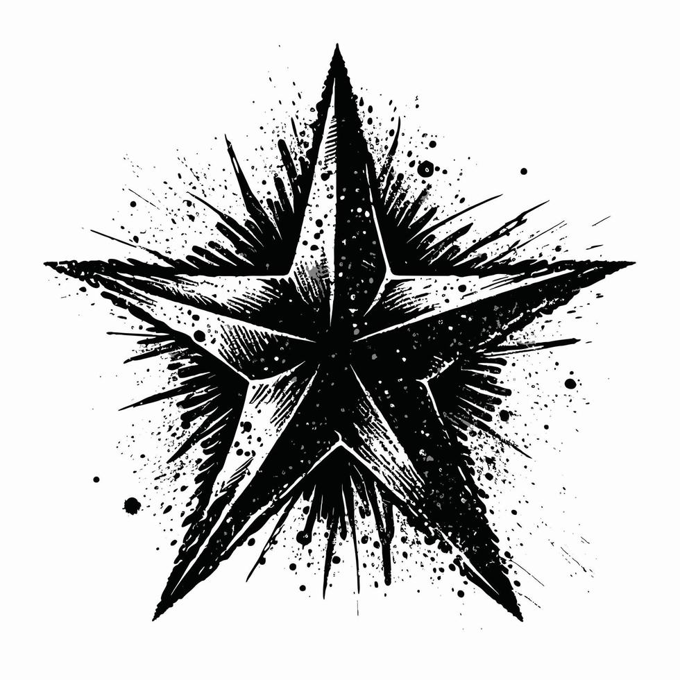 Estrela mão desenhado Estrela ícone placa - escova desenhando caligrafia Estrela Preto estrelas símbolo - Estrela desenho animado vetor ilustração pró vetor