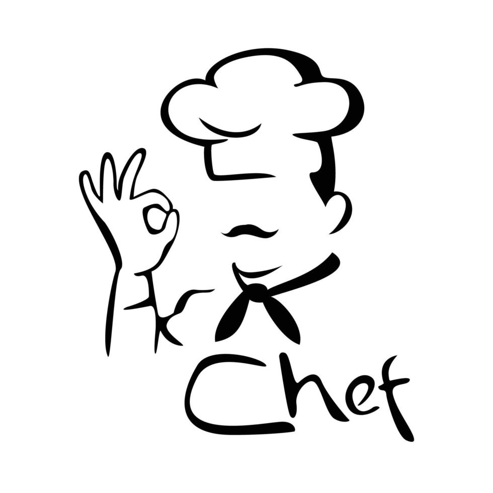 chefe de cozinha logotipo Projeto modelo homem com Está bem gesto símbolo vetor