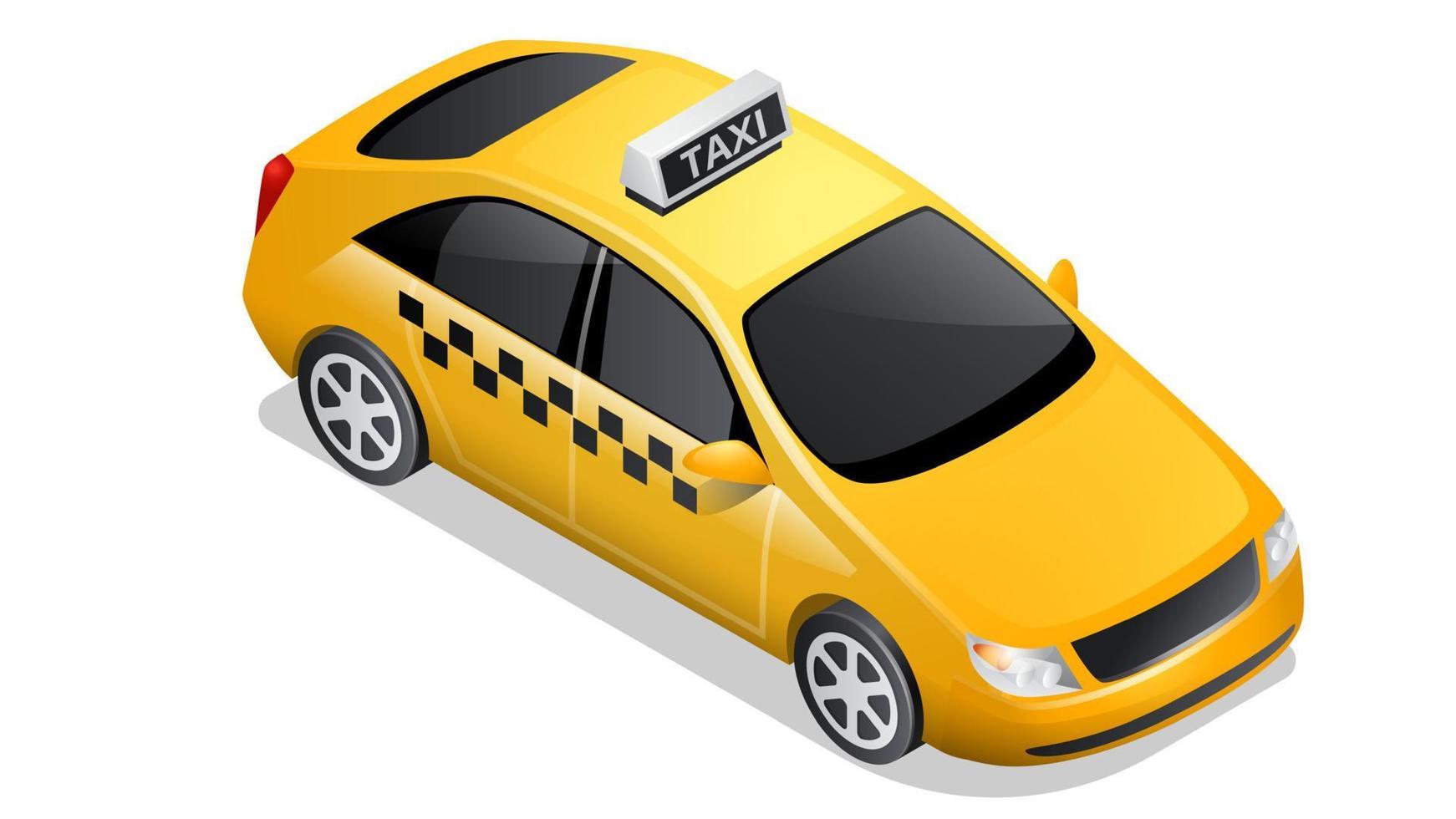 isométrico carro ícone xadrez táxi isolado em branco vetor