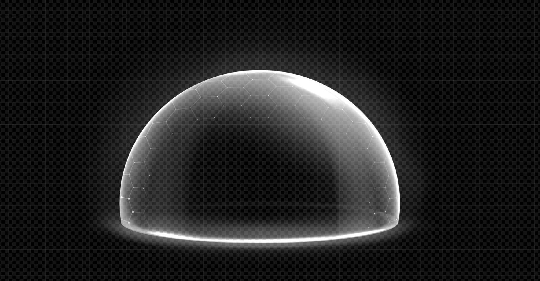 3d escudo cúpula vidro esfera segurança conceito vetor