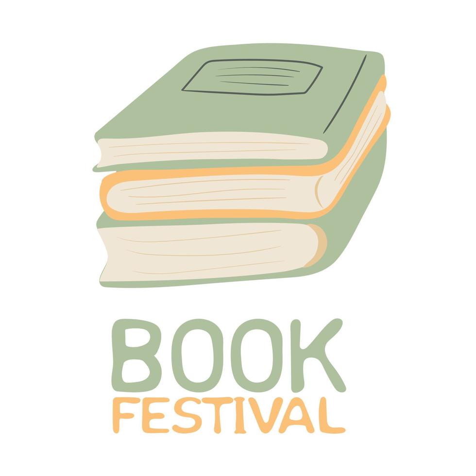 livro festival. mão desenhado pilha do livros isolado em branco fundo vetor