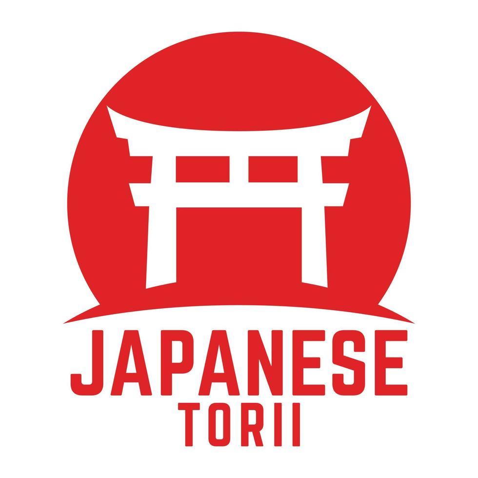 torii silhueta tradicional japonês portão dentro círculo forma. isolado vetor grampo arte ilustração. logotipo Projeto modelo
