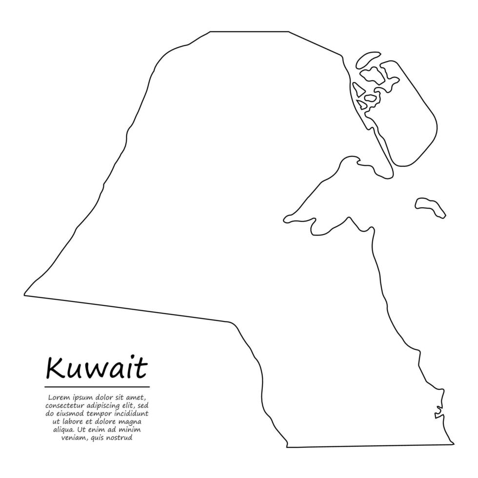 simples esboço mapa do Kuwait, dentro esboço linha estilo vetor