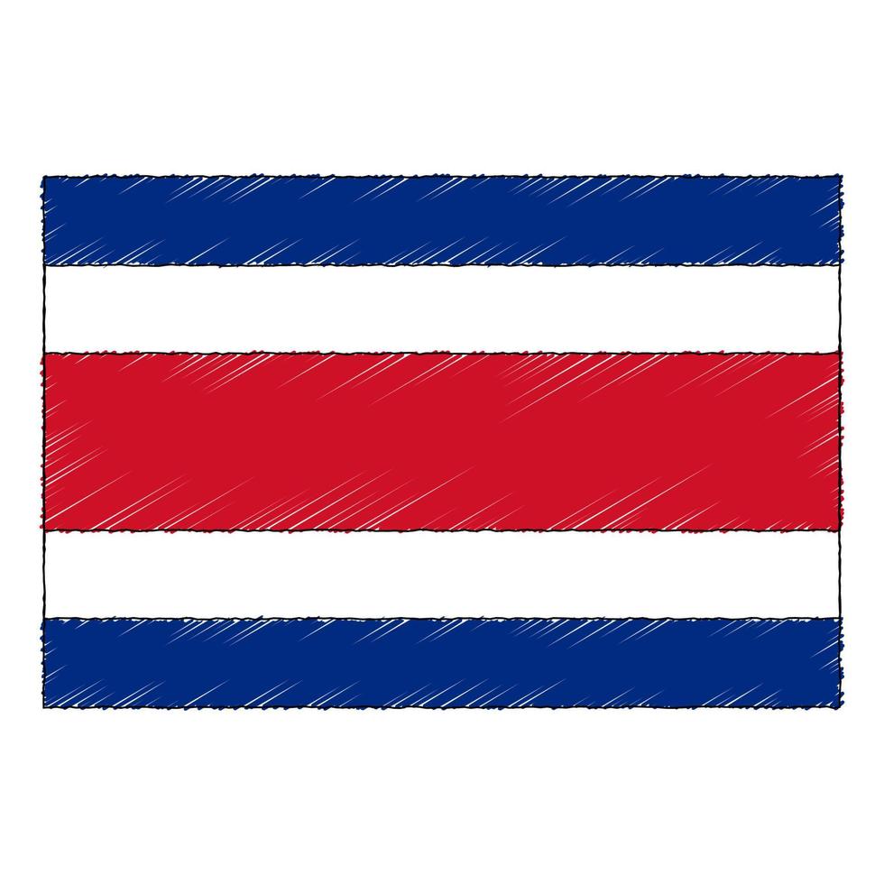 mão desenhado esboço bandeira do costa rica. rabisco estilo ícone vetor