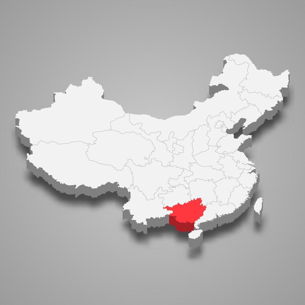 província localização dentro China 3d mapa modelo para seu Projeto vetor