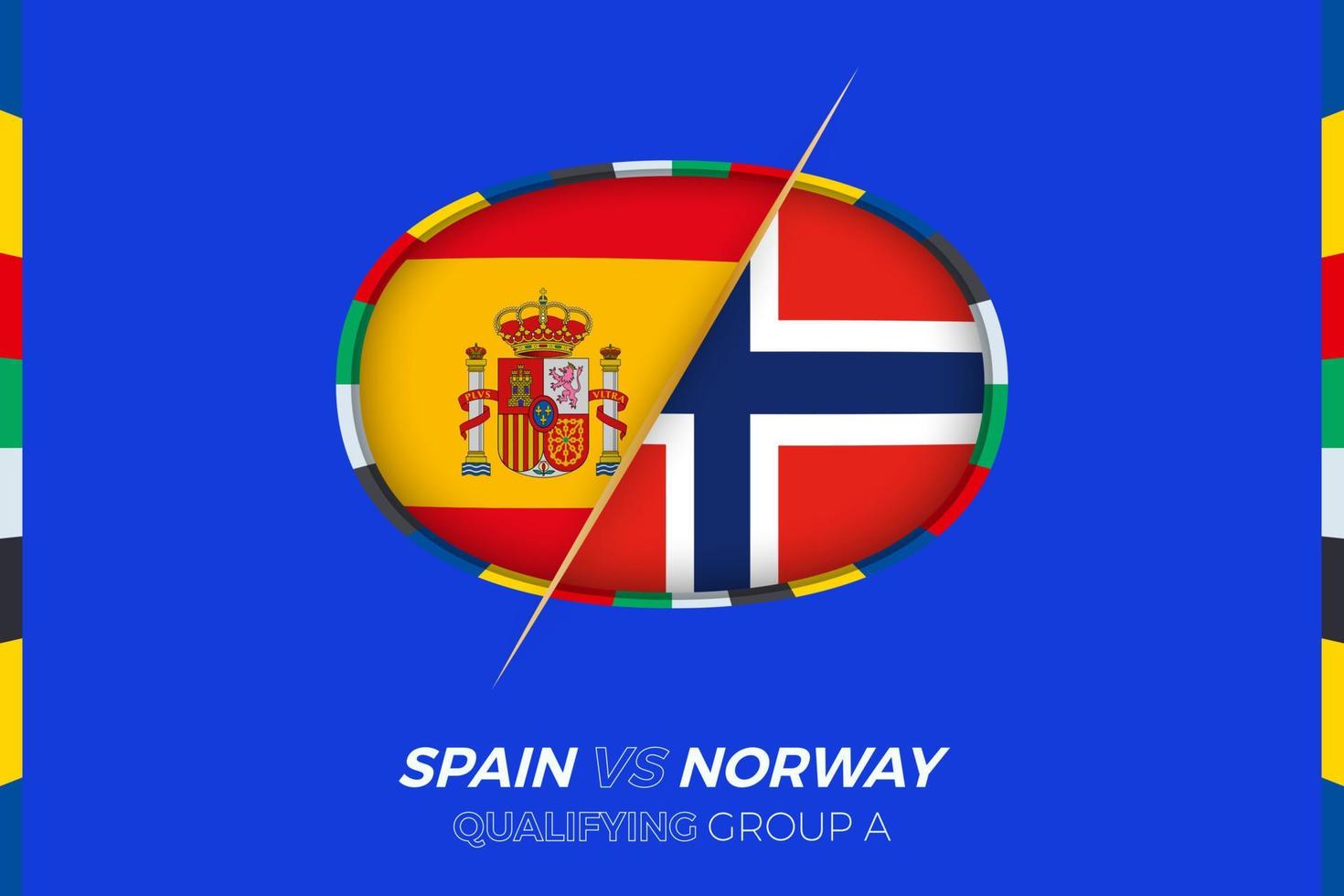 Espanha vs Noruega ícone para europeu futebol torneio qualificação, grupo uma. vetor