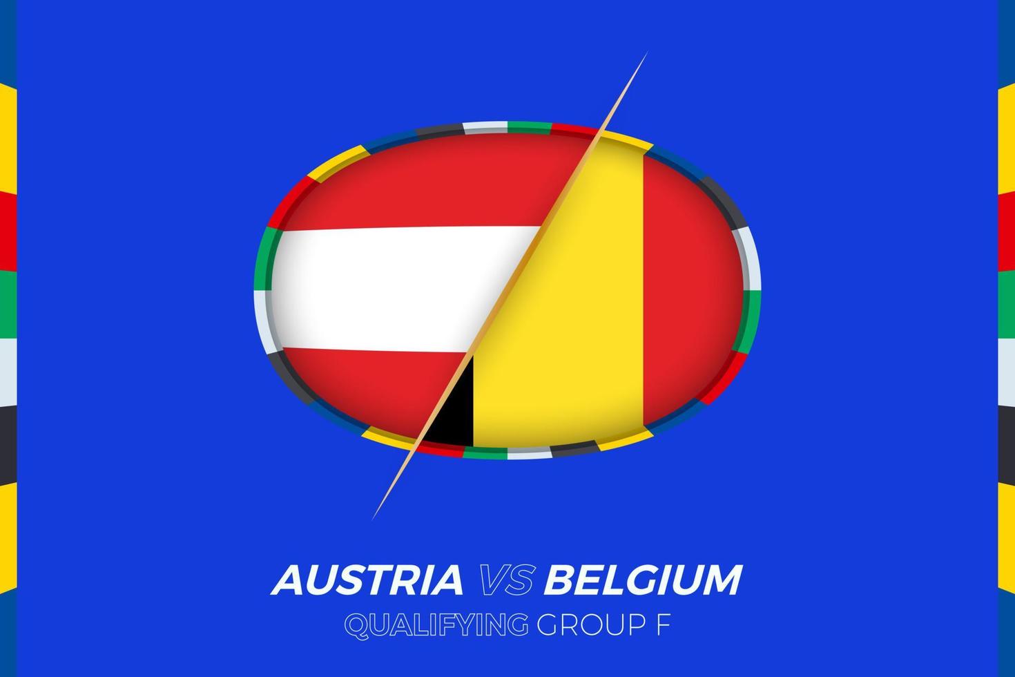 Áustria vs Bélgica ícone para europeu futebol torneio qualificação, grupo f. vetor