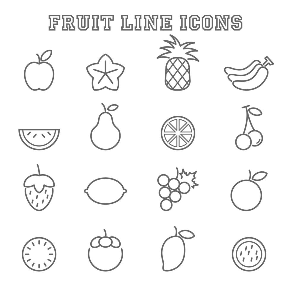 ícones de linha de frutas vetor