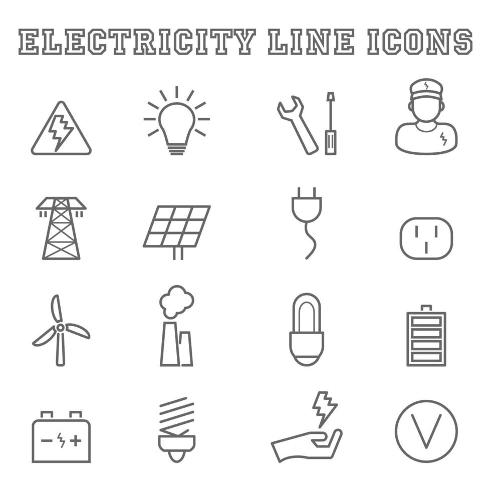 ícones de linha de eletricidade vetor