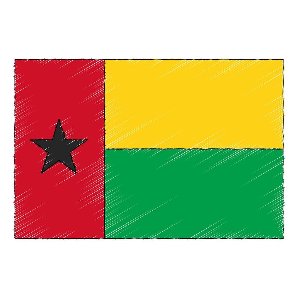 mão desenhado esboço bandeira do guiné-bissau. rabisco estilo ícone vetor