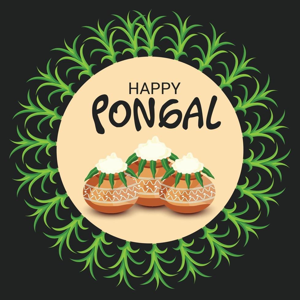 ilustração em vetor de um fundo para o feliz festival da colheita do feriado pongal de tamil nadu, sul da Índia.