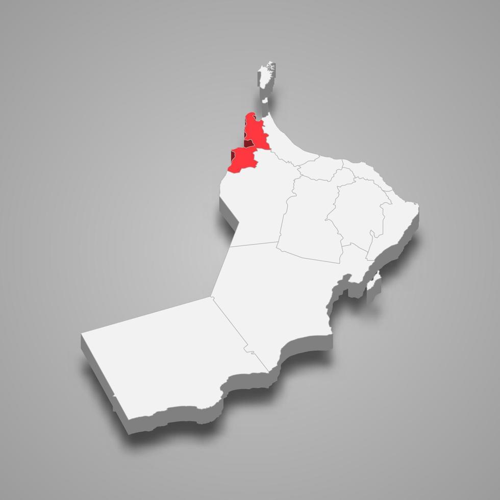 al buraymi região localização dentro Omã 3d mapa vetor