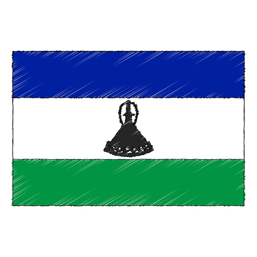 mão desenhado esboço bandeira do Lesoto. rabisco estilo ícone vetor