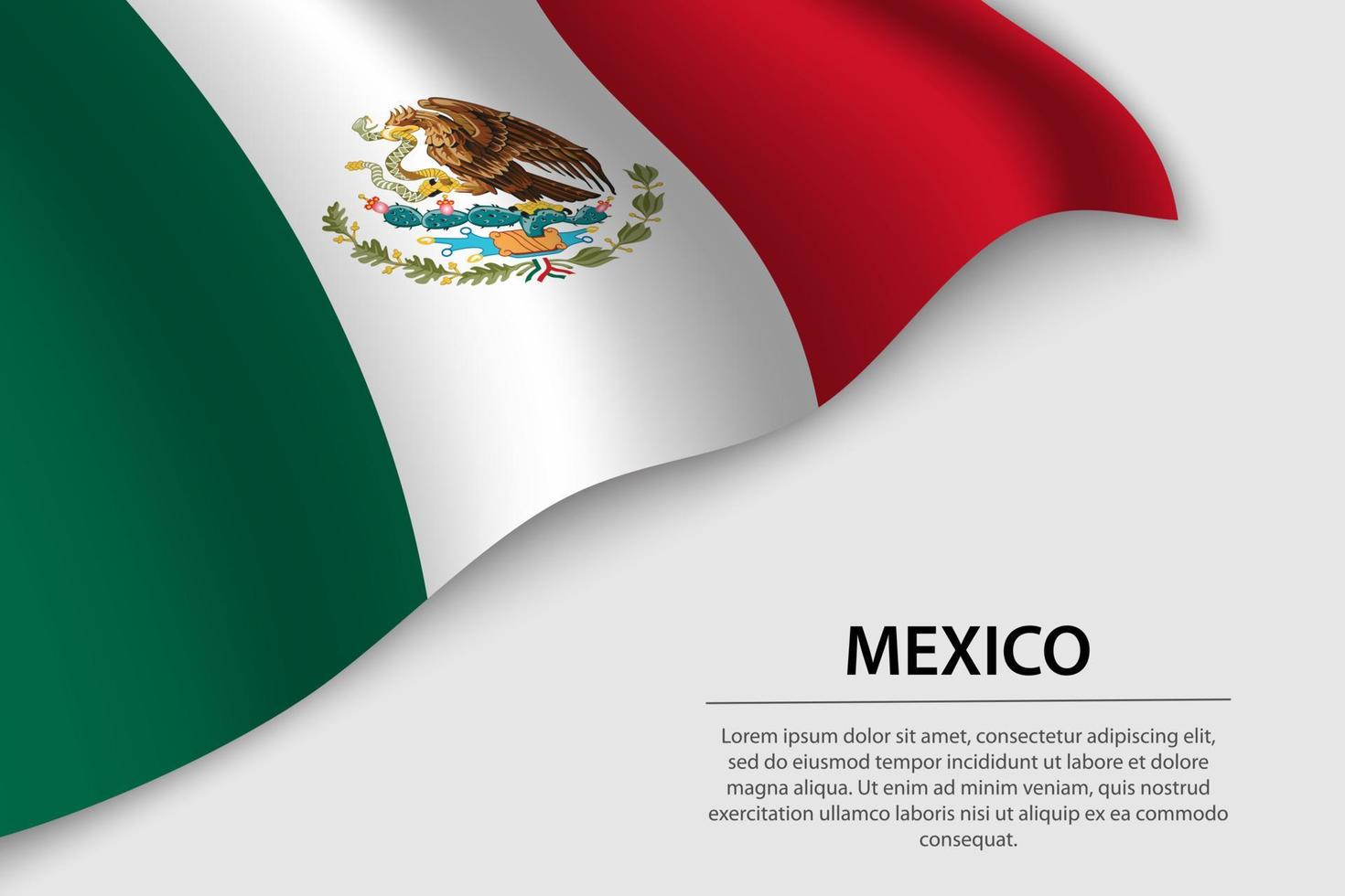 onda bandeira do México em branco fundo. bandeira ou fita vetor