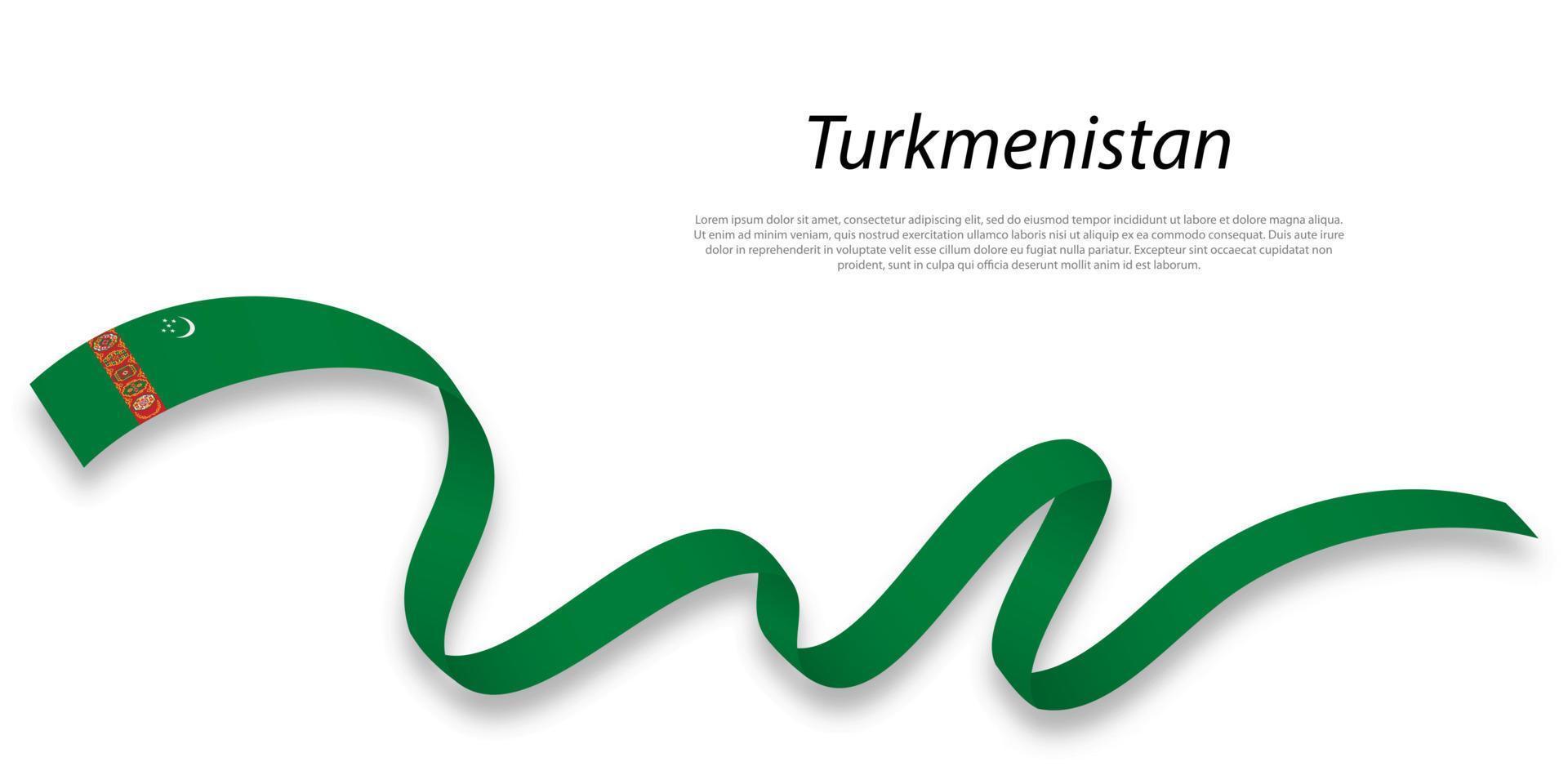 acenando fita ou bandeira com bandeira do turcomenistão. vetor