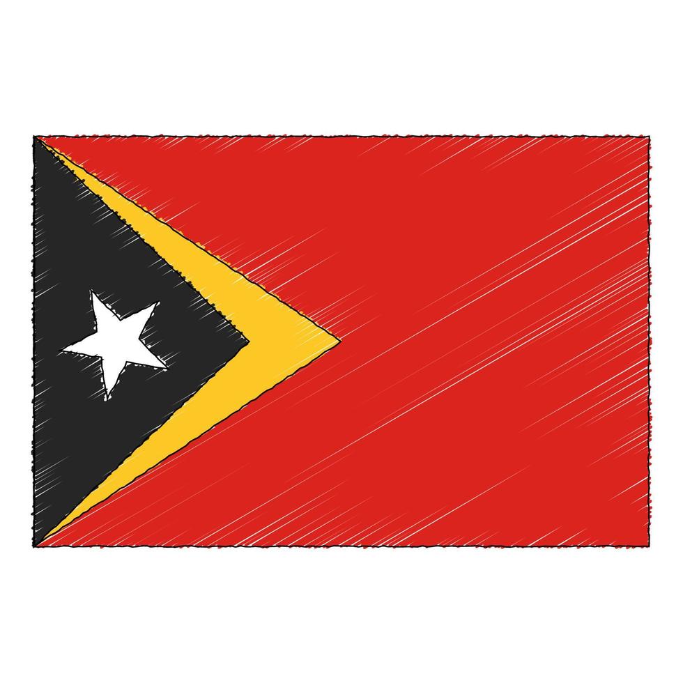 mão desenhado esboço bandeira do leste timor. rabisco estilo ícone vetor