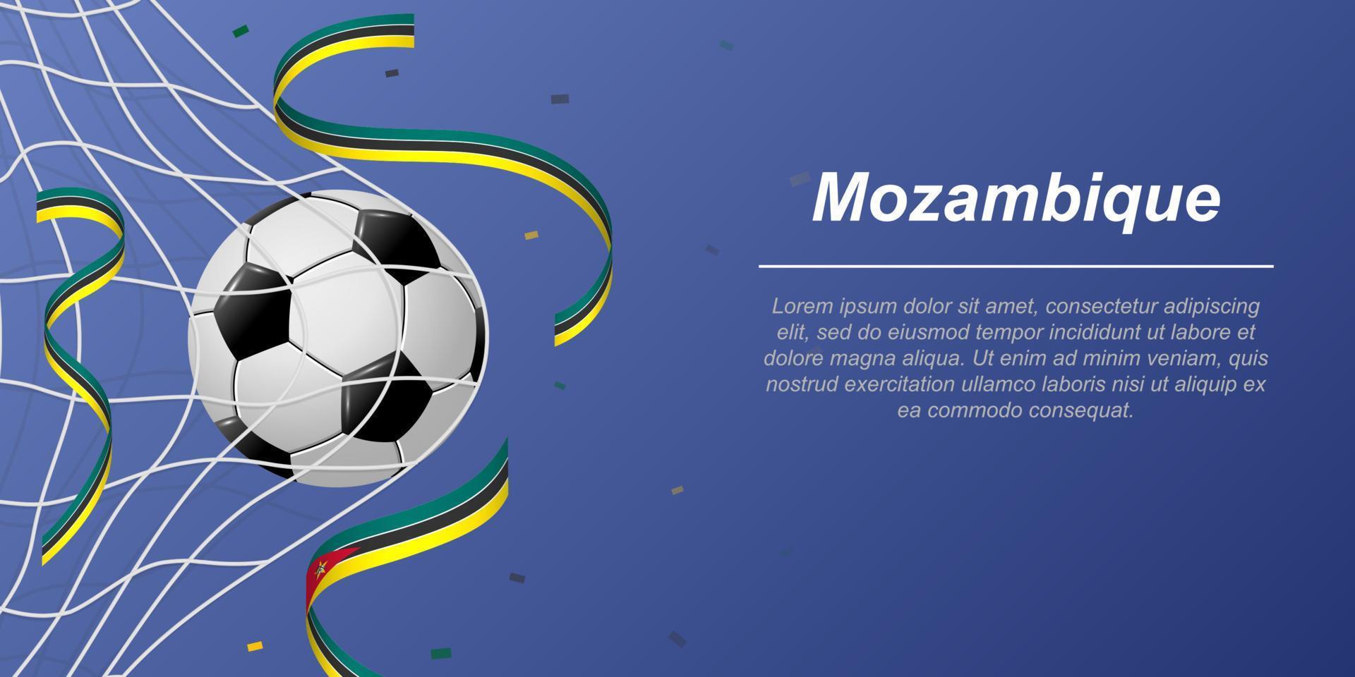 futebol fundo com vôo fitas dentro cores do a bandeira do Moçambique vetor