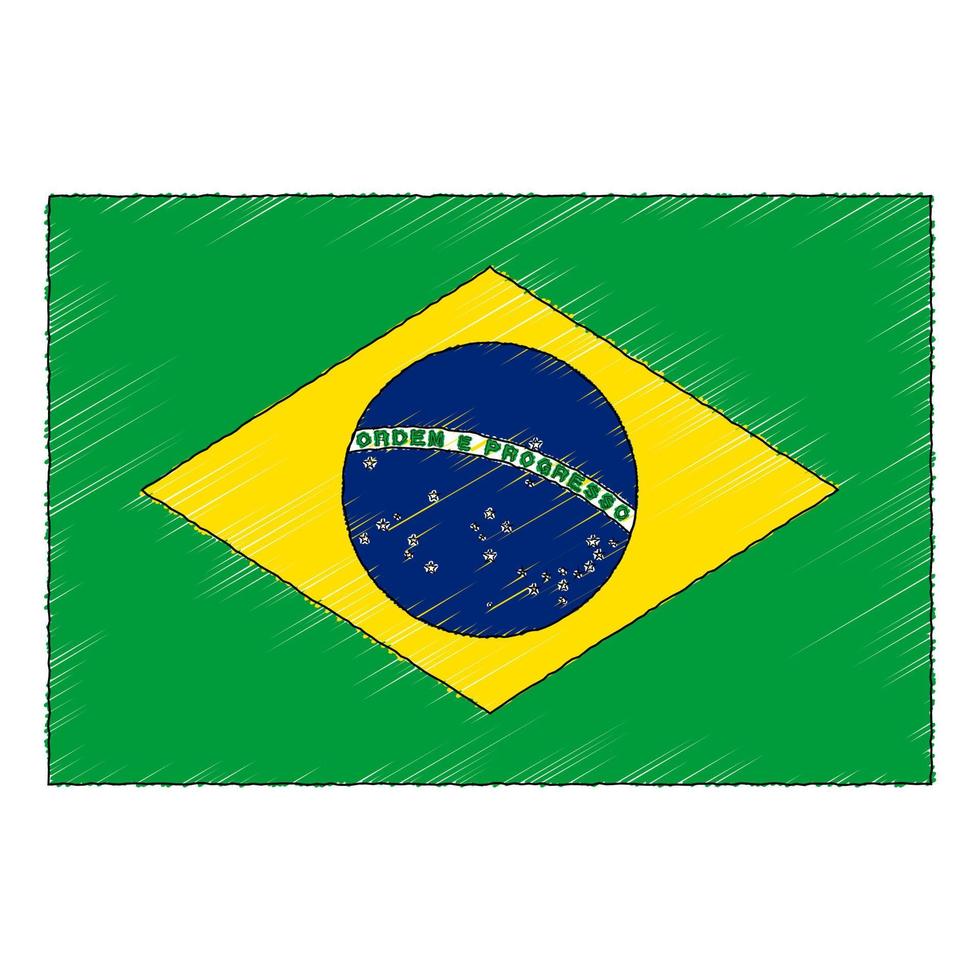 mão desenhado esboço bandeira do brasil. rabisco estilo ícone vetor