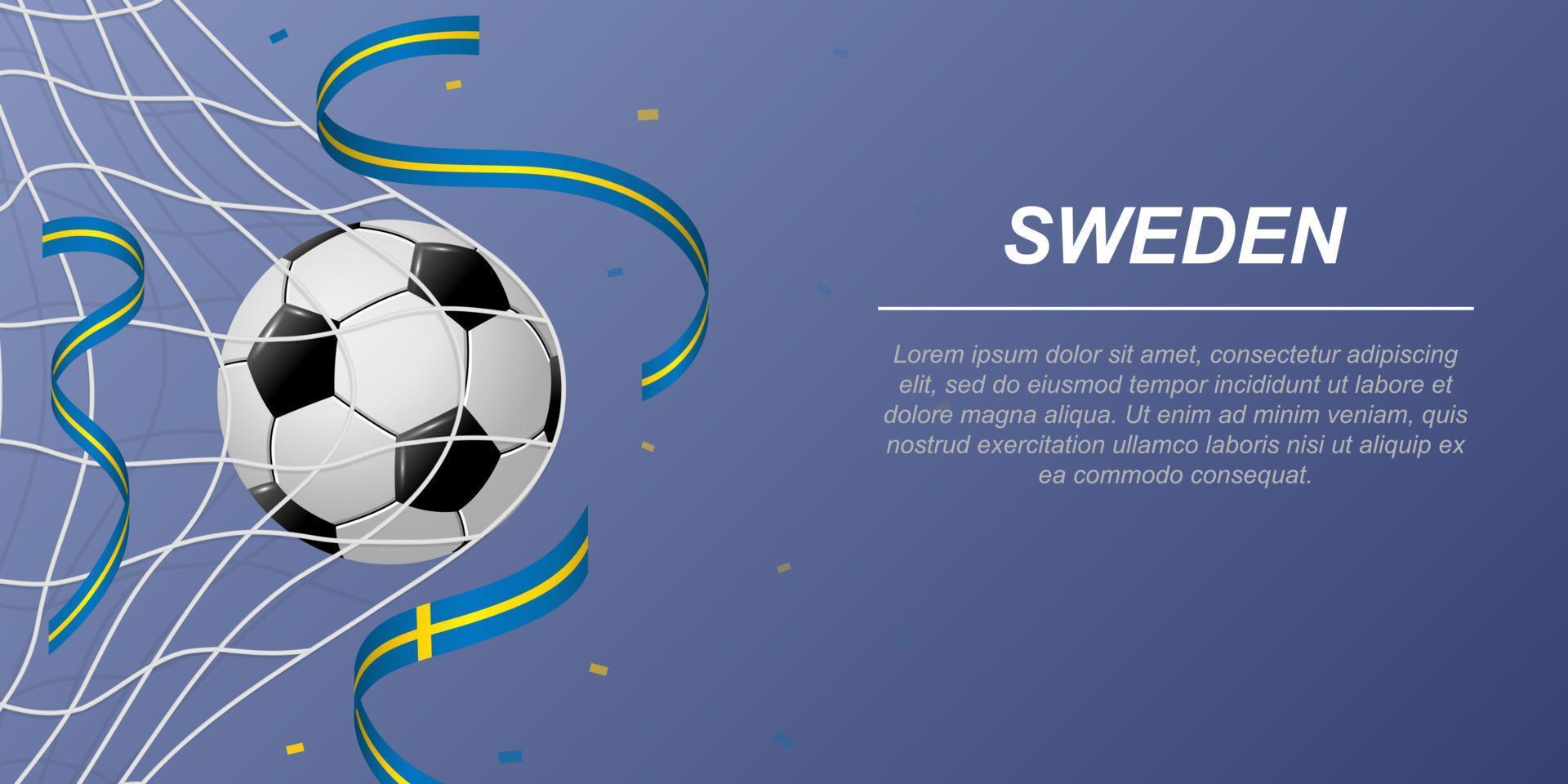 futebol fundo com vôo fitas dentro cores do a bandeira do Suécia vetor