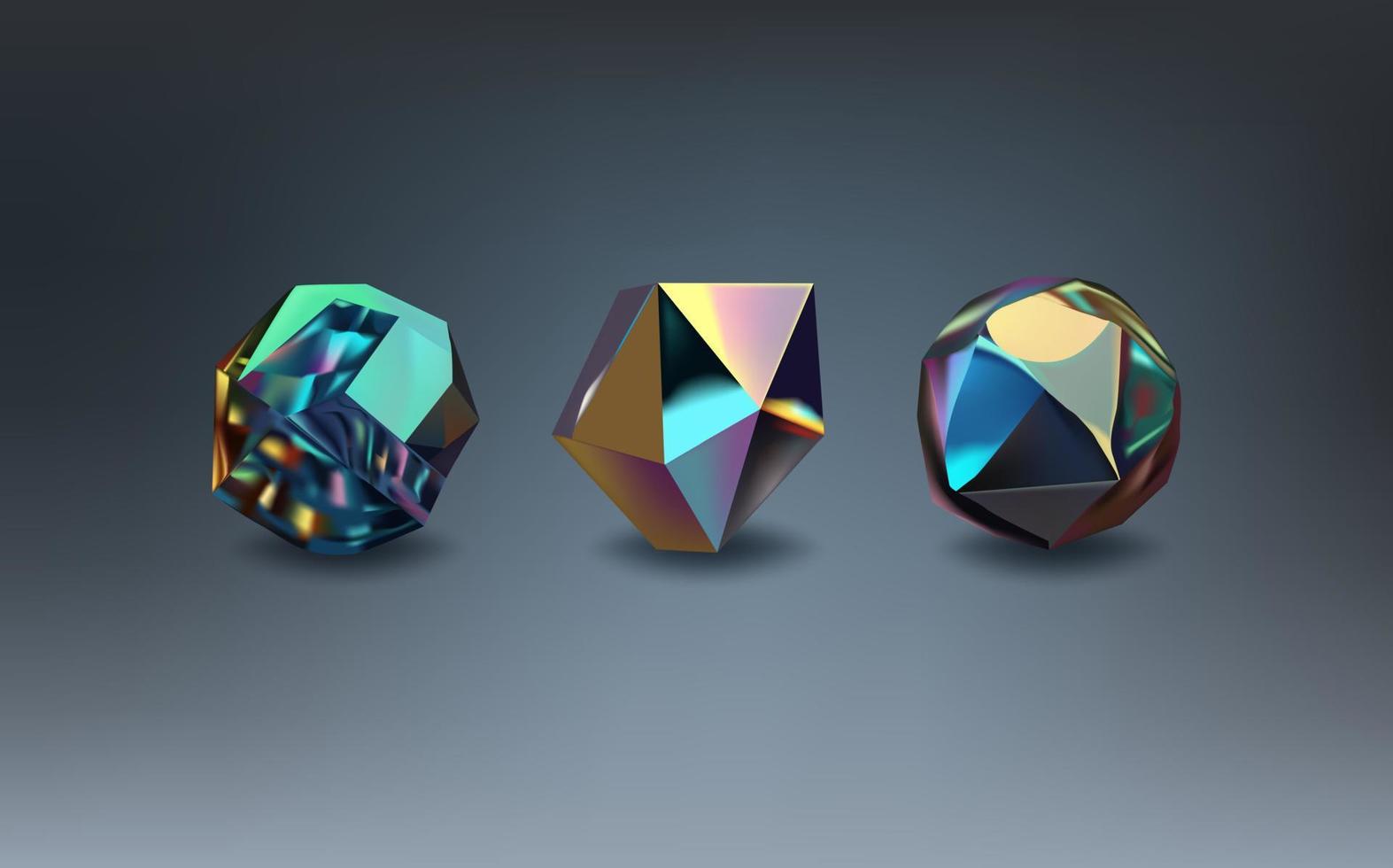 holograma geométrico formas definir. iridescente moderno 3d multicolorido objeto.futurista néon gradiente figuras vetor