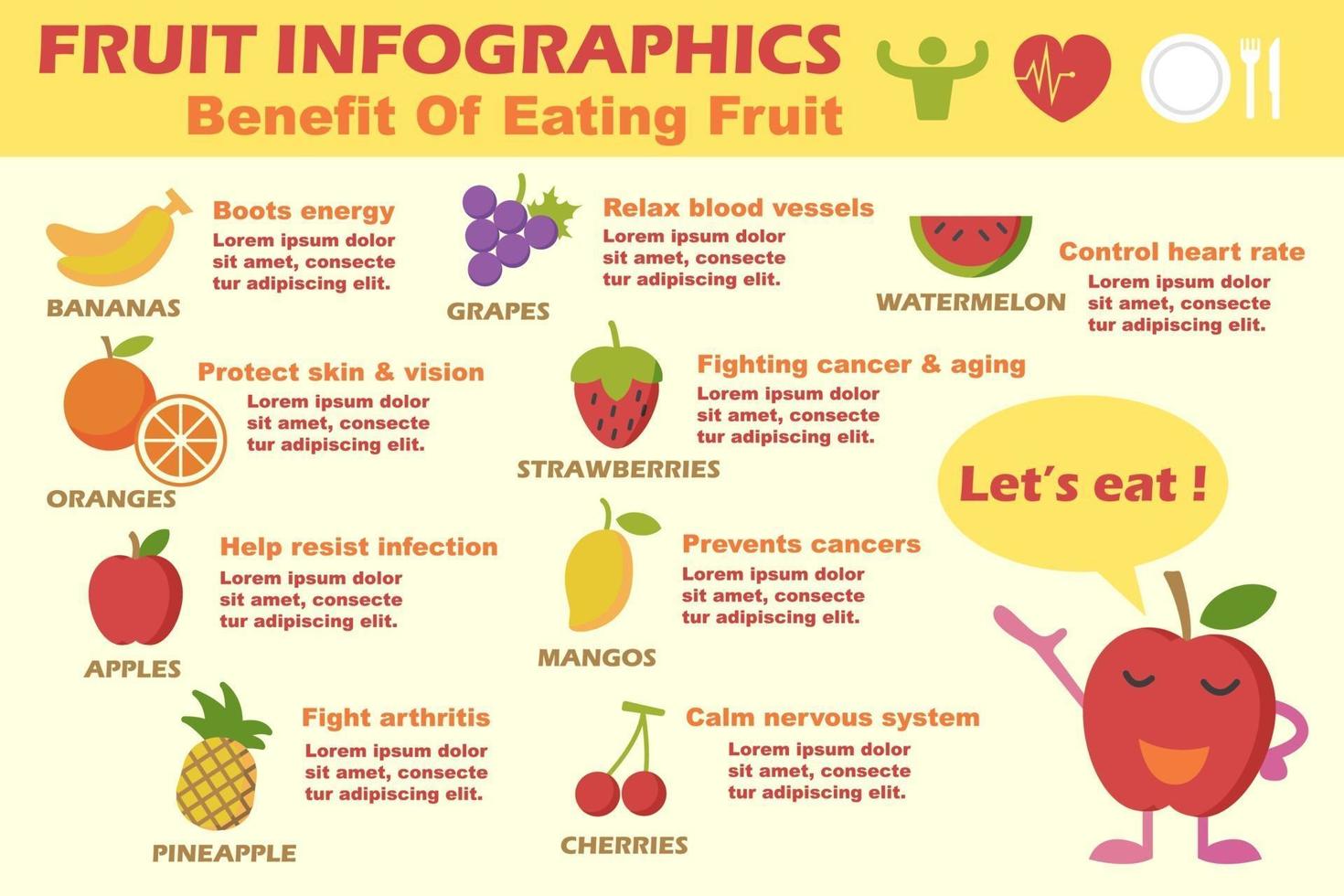 infográficos de vetor de frutas