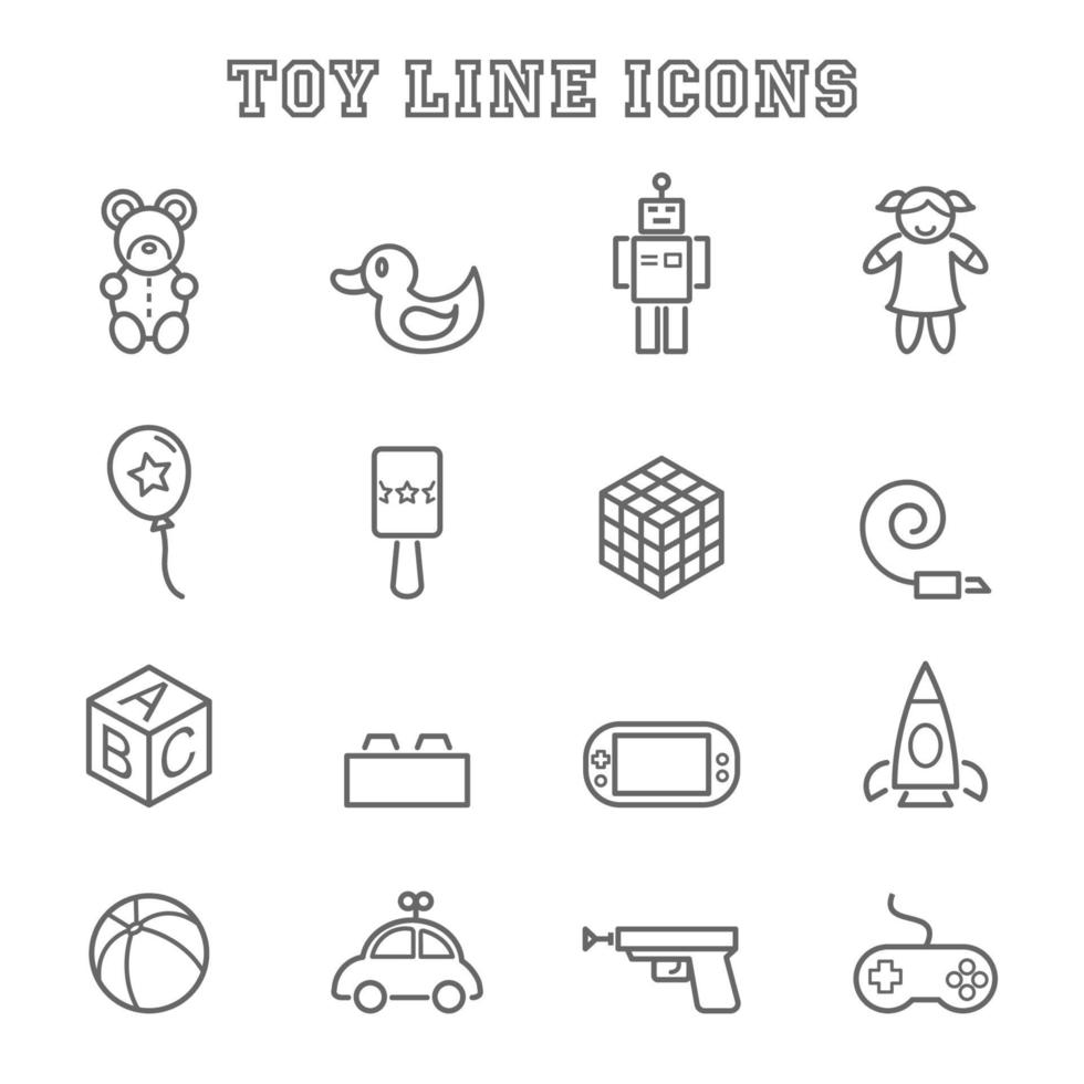 ícones de linha de brinquedos vetor