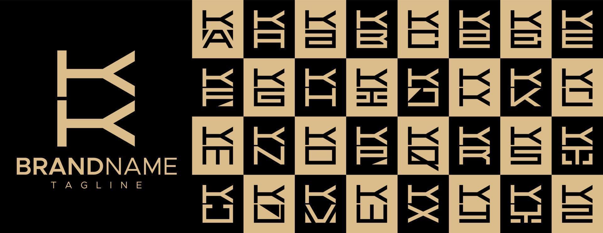 quadrado carta k kk logotipo Projeto definir. moderno caixa inicial k logotipo branding. vetor
