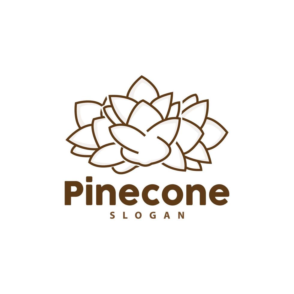 pinho cone logotipo, elegante luxo pinho simples projeto, árvore bolota ícone vetor, produtos marca ilustração vetor