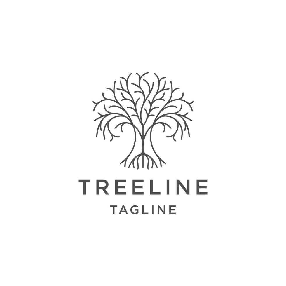 vetor plano de modelo de design de ícone de logotipo de linha de árvore