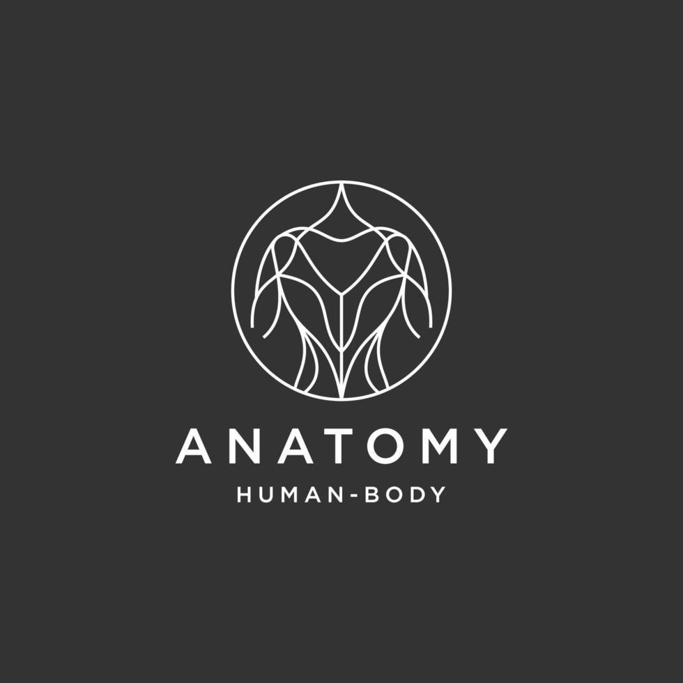 modelo de design de ícone de logotipo de linha de anatomia vetor plano