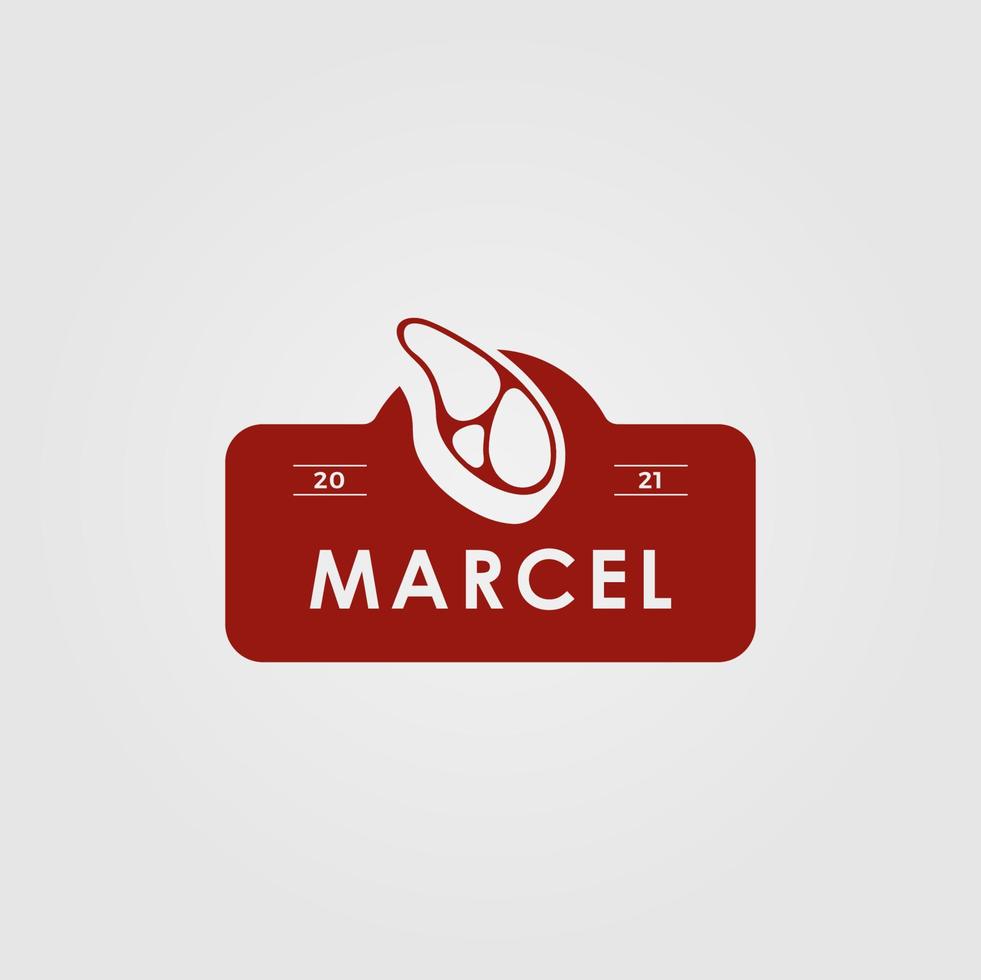 marcelo carne logotipo Projeto modelo com carne ícone. perfeito para negócios, empresa, móvel, aplicativo, restaurante, etc vetor