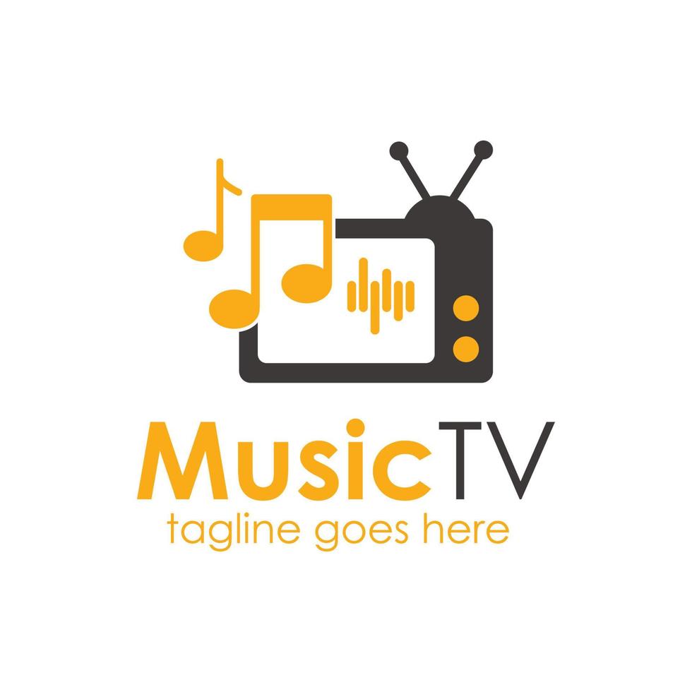 música televisão logotipo Projeto modelo com televisão ícone e música ícone. perfeito para negócios, empresa, móvel, aplicativo, restaurante, etc vetor