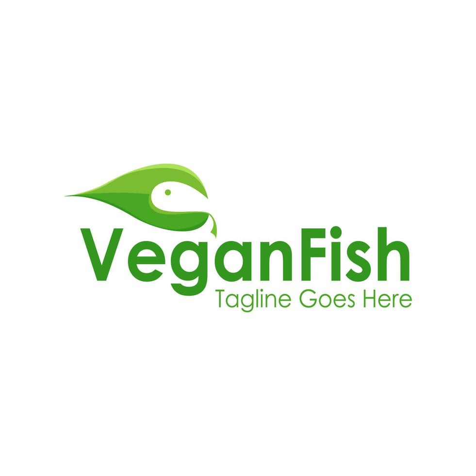 vegano peixe logotipo Projeto modelo com uma peixe ícone e folha. perfeito para negócios, empresa, móvel, aplicativo, restaurante, etc vetor