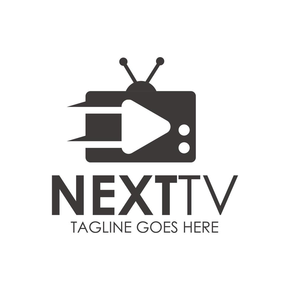 Próximo televisão logotipo Projeto modelo com televisão ícone com velocidade. perfeito para negócios, empresa, móvel, aplicativo, restaurante, etc vetor