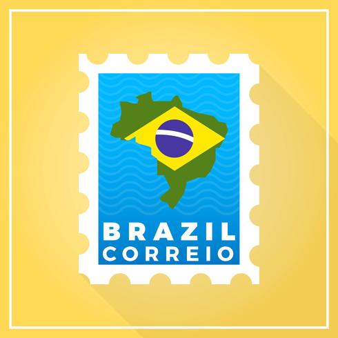 Apartamento moderno Brasil selo postal com ilustração em vetor fundo gradiente