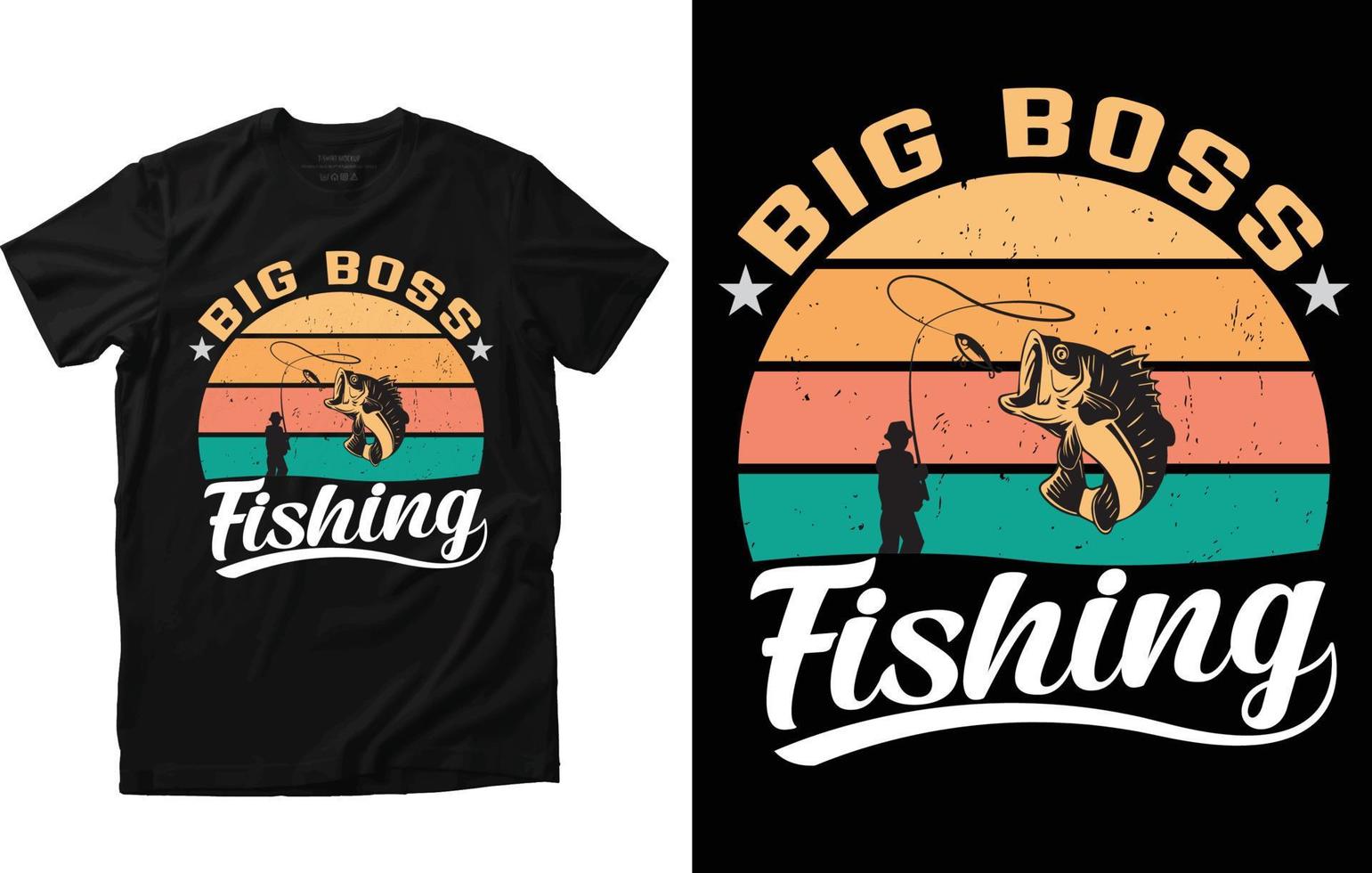 design de camiseta de pesca vetor