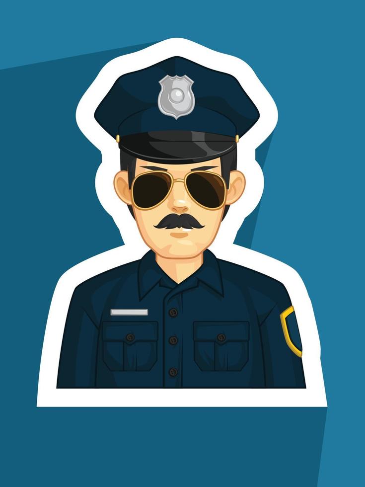 mascote da polícia policial perfil do agente da lei desenho vetorial vetor