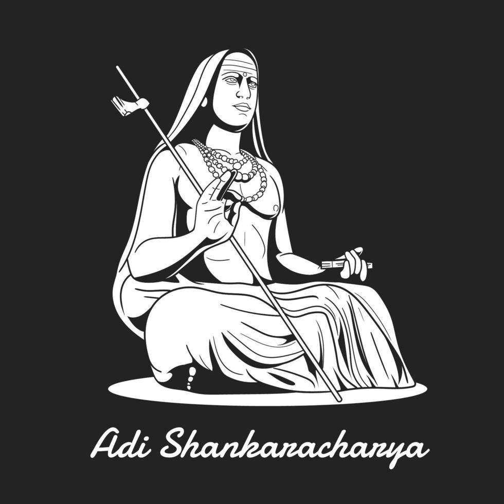 adi shankaracharya indiano filósofo silhueta vetor