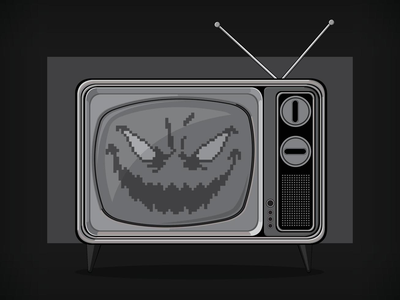 desenho vetorial de desenhos animados de halloween fantasma de televisão fantasma cara má vetor