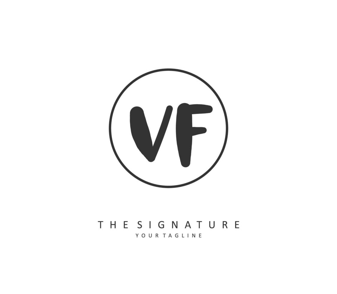 vf inicial carta caligrafia e assinatura logotipo. uma conceito caligrafia inicial logotipo com modelo elemento. vetor