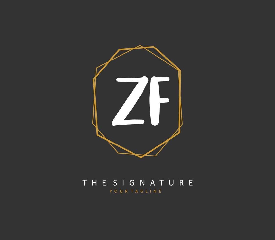 zf inicial carta caligrafia e assinatura logotipo. uma conceito caligrafia inicial logotipo com modelo elemento. vetor
